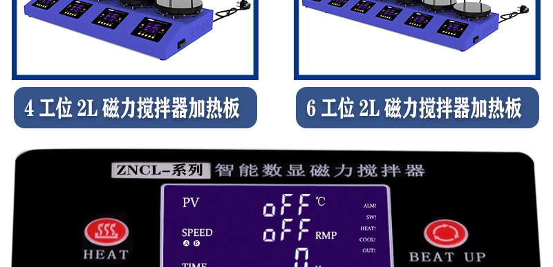 6工位 ZNCL-BS*180MM特氟龍磁力攪拌器加熱板(圖6)